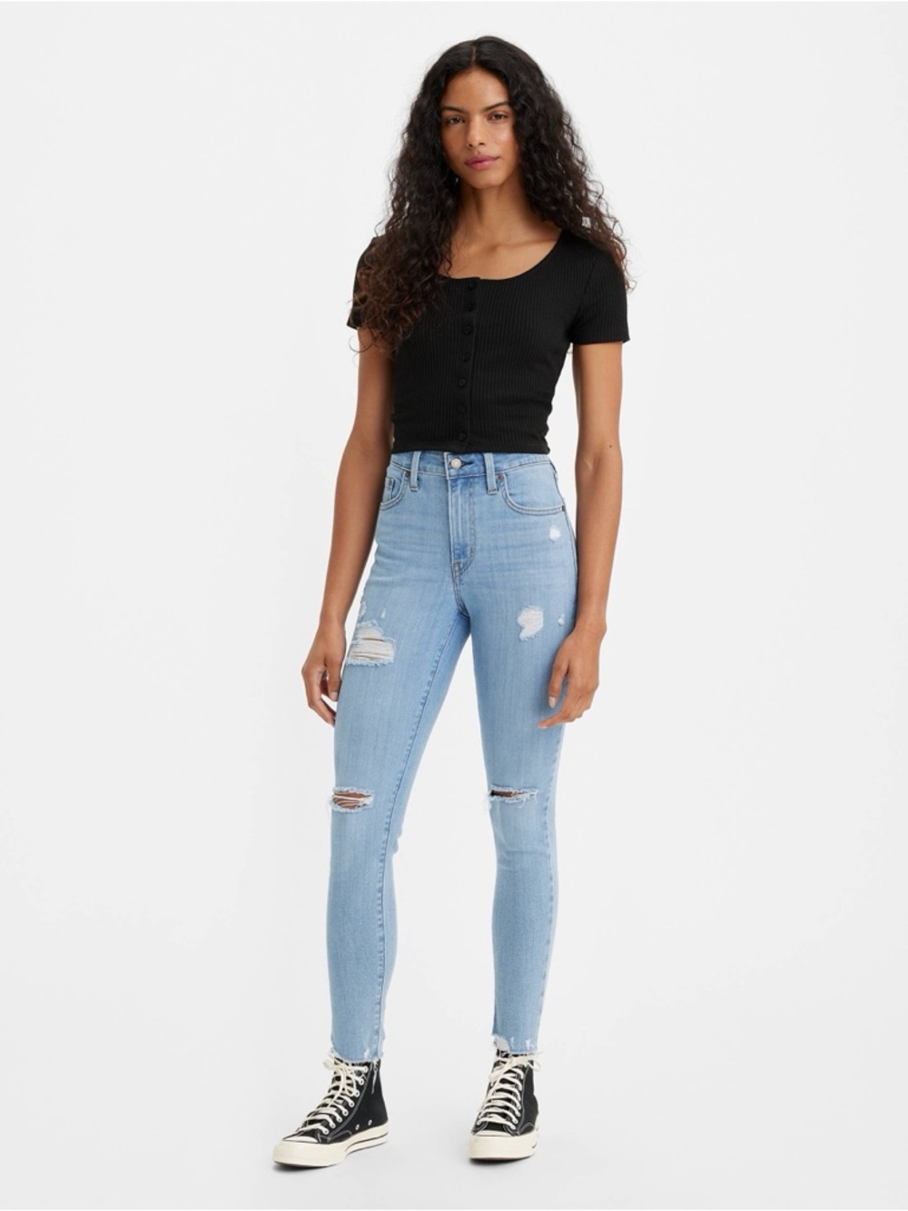 NWT Levi’s 732 High-Rise Skinny Distressed Jeans in Medium Wash